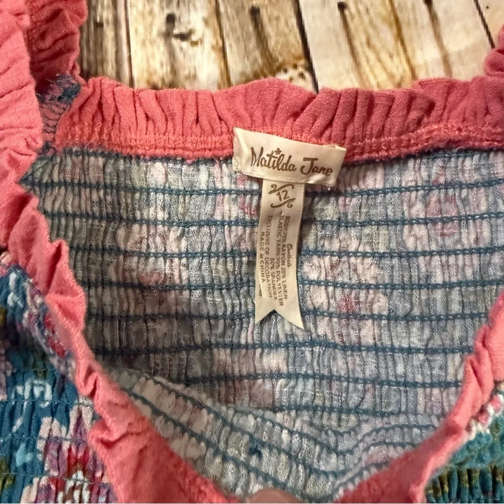 Matilda Jane Size 12 Enchanted Garden Palmer Smocked Peasant Top